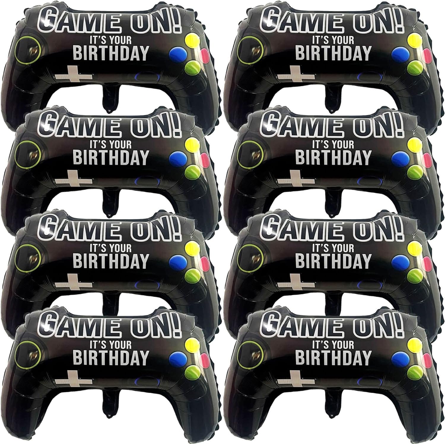 8 Pack Gamer Party Balloons Helium Foil Mylar Video Game on