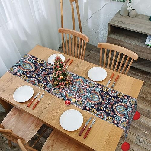 Miniatura 6 de Elegante medallón bohemio, camino de mesa de Navidad, decoración de mesa de comedor, decoración de Navidad, decoración interior del hogar, caminos