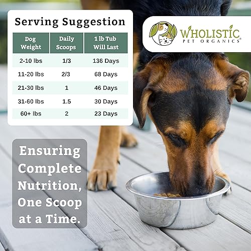 Vista 14 de Wholistic Pet Organics Canine Complete - Polvo multivitamínico para perros, 1 libra, vitaminas diarias para perros y suplementos para alimentos