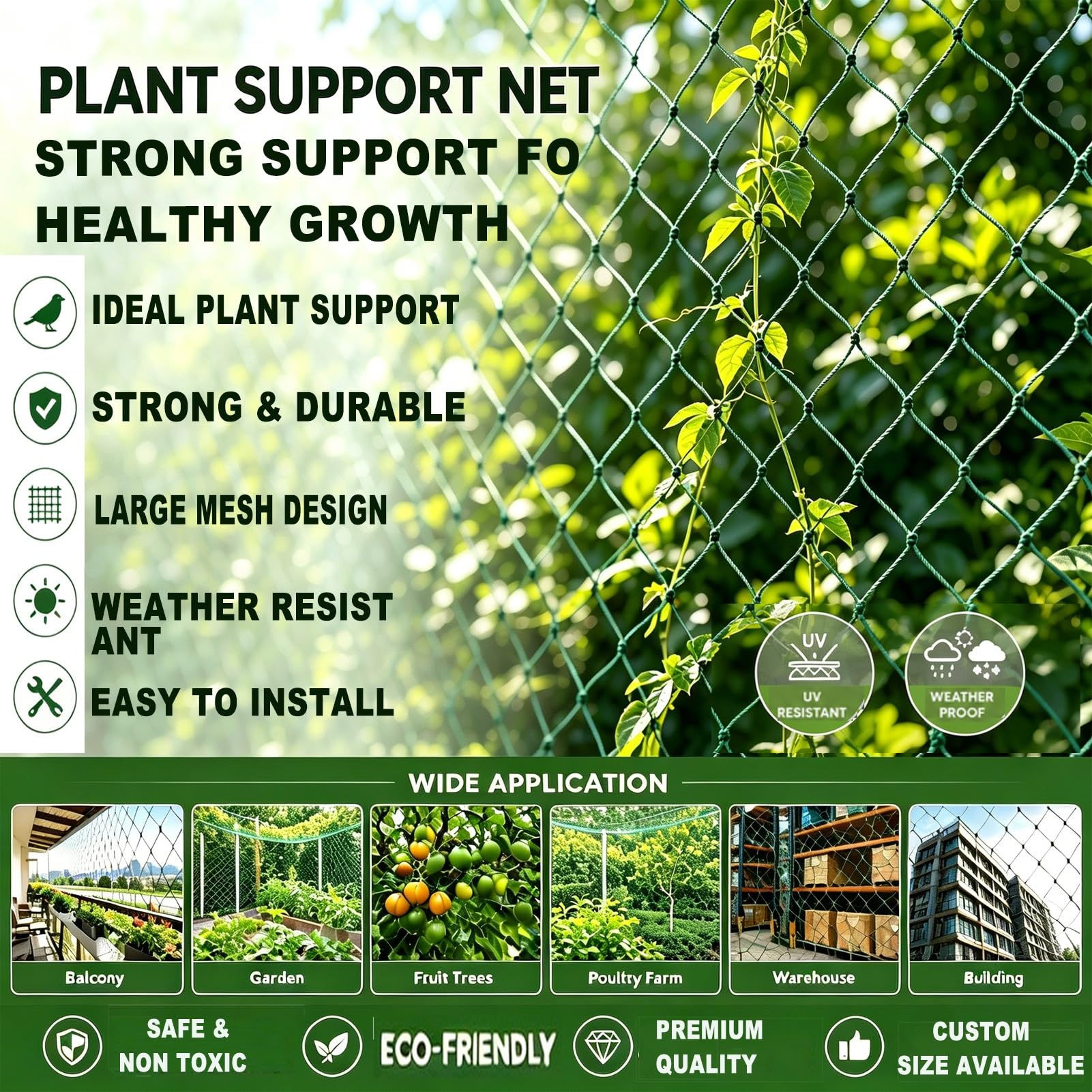 Rete Traliccio PE Piante Maglia Quadrata Resistente Crescita Giardino per