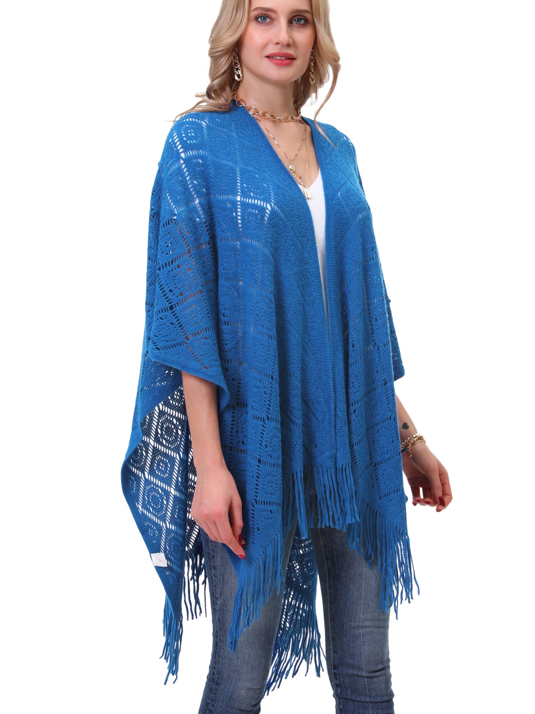 soul young Chale Femmes Tricot Gilet Poncho, Cape Grande Soiree Taille Cardigan Kimono Wrap Pashmina