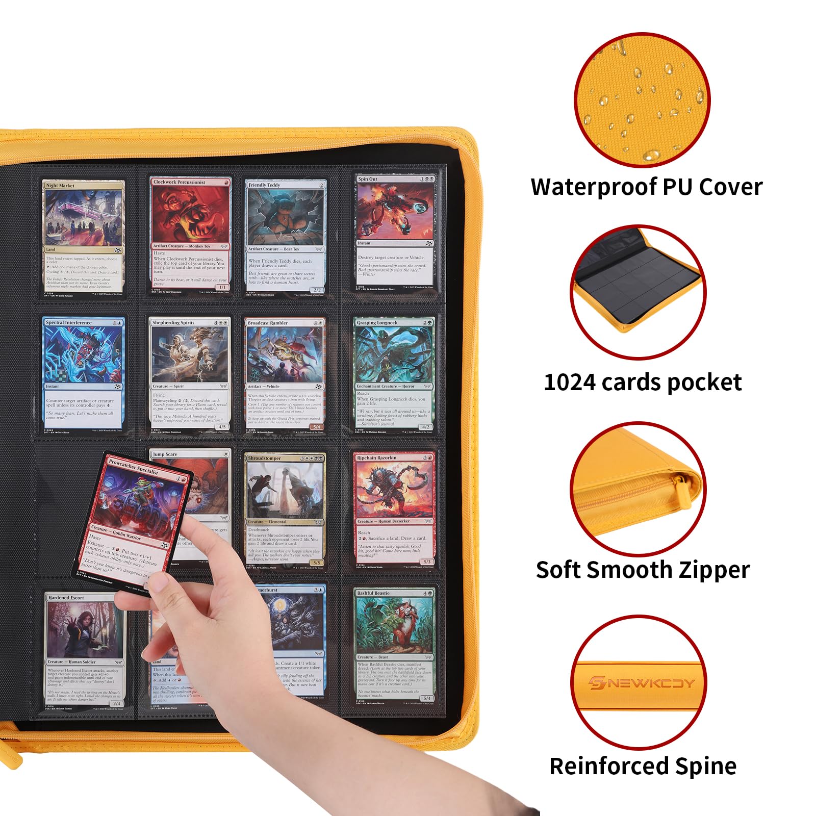 Snekdy - Carpeta de tarjetas coleccionables de 1024 bolsillos, álbum de tarjetas de 16 bolsillos, cubierta de piel sintética impermeable con carga lateral, sostiene tarjetas de juegos, béisbol