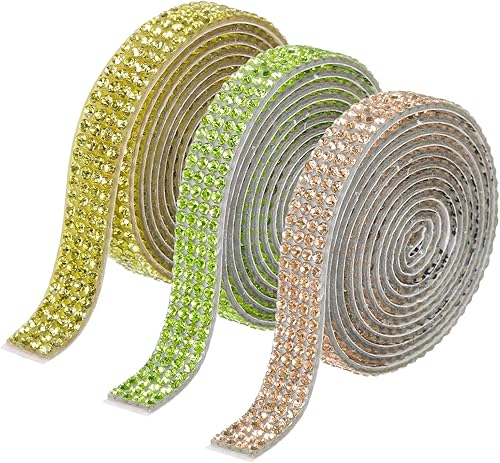 Miniatura 20 de MECCANIXITY 3 rollos de cinta de diamantes de imitación autoadhesiva de 0.315 pulgadas para proyectos de artes y manualidades, pasteles de boda