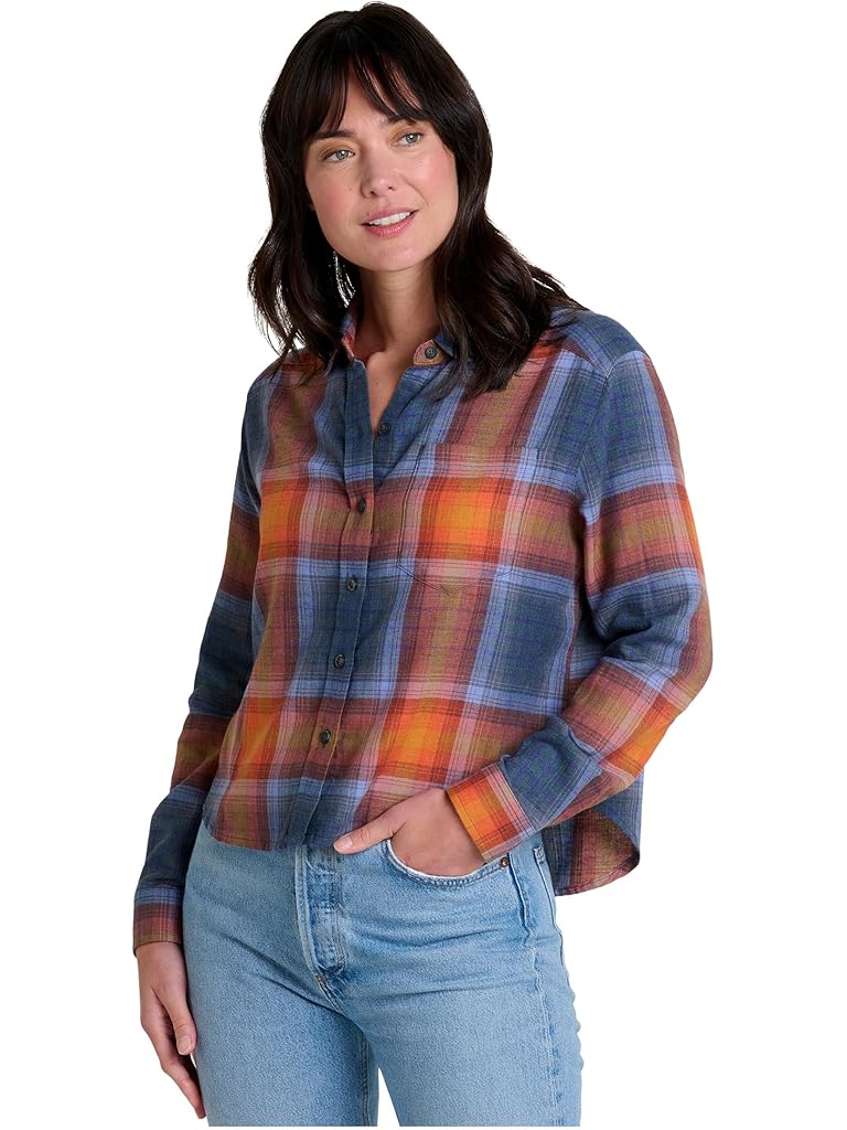Purple Toad&Co Re-Form Flannel Boxy Long Sleeve Shirt
