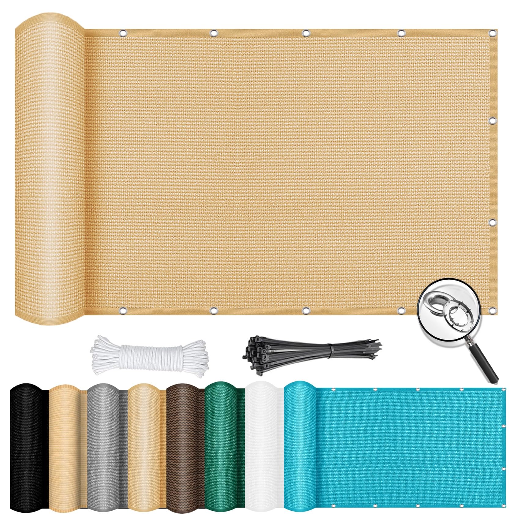Toile ombrage 5 x 8.5 m anti 98% UV et anti-déchirure pour une protection solaire totale