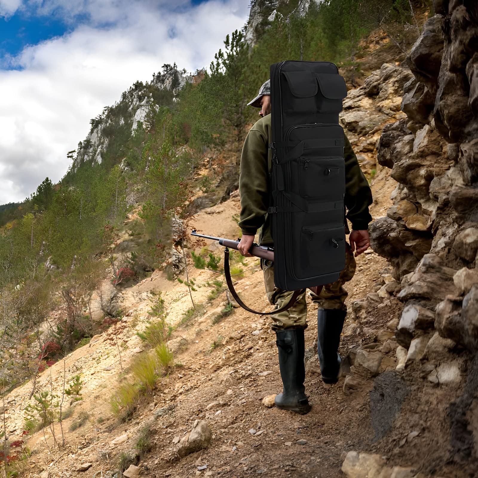Bolsa táctica para Armas Armas largas, Bolsa Doble para Armas de 85/100/120 cm con Correa Ajustable para el Hombro, Estuche para Armas largas para Almacenamiento de Equipo de Caza