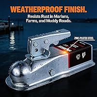 Vista 6 de NBJINGYI Acoplador de remolque recto de 1-7/8" de bola, 2" de ancho de canal, 2000 LBS Acoplador de lengua de remolque