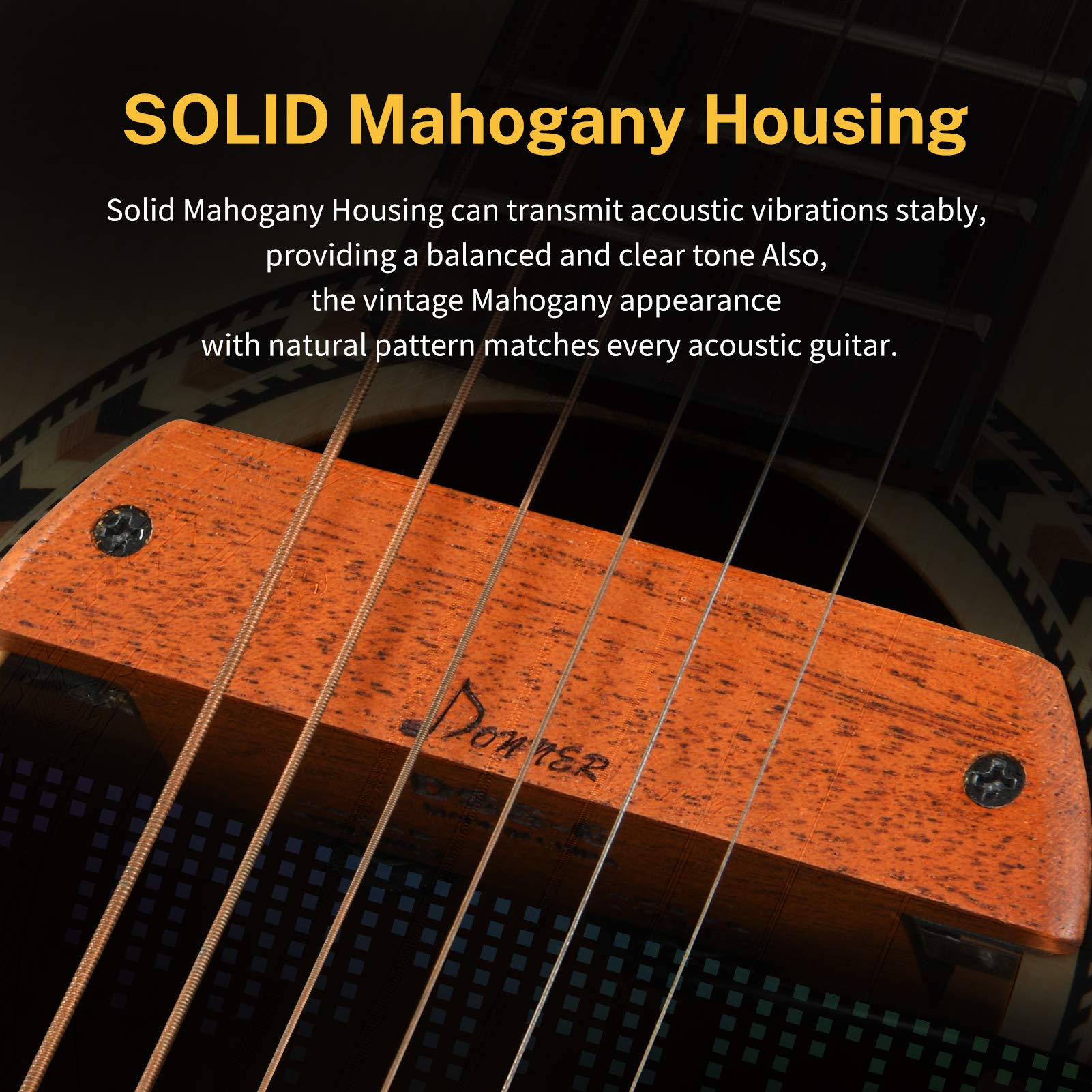 Donner Micro Passif Guitare Acoustique Acajou Rosace Humbucker Volume Tonalité 3,8-3,94 Pouces