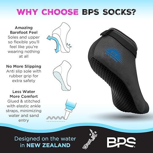 Miniatura 4 de Calcetín BPS 'Storm Sock' ultra premium para aletas de agua (corte bajo, unisex) 0.118pulgadas de neopreno pegado y cosido ciego con correas de