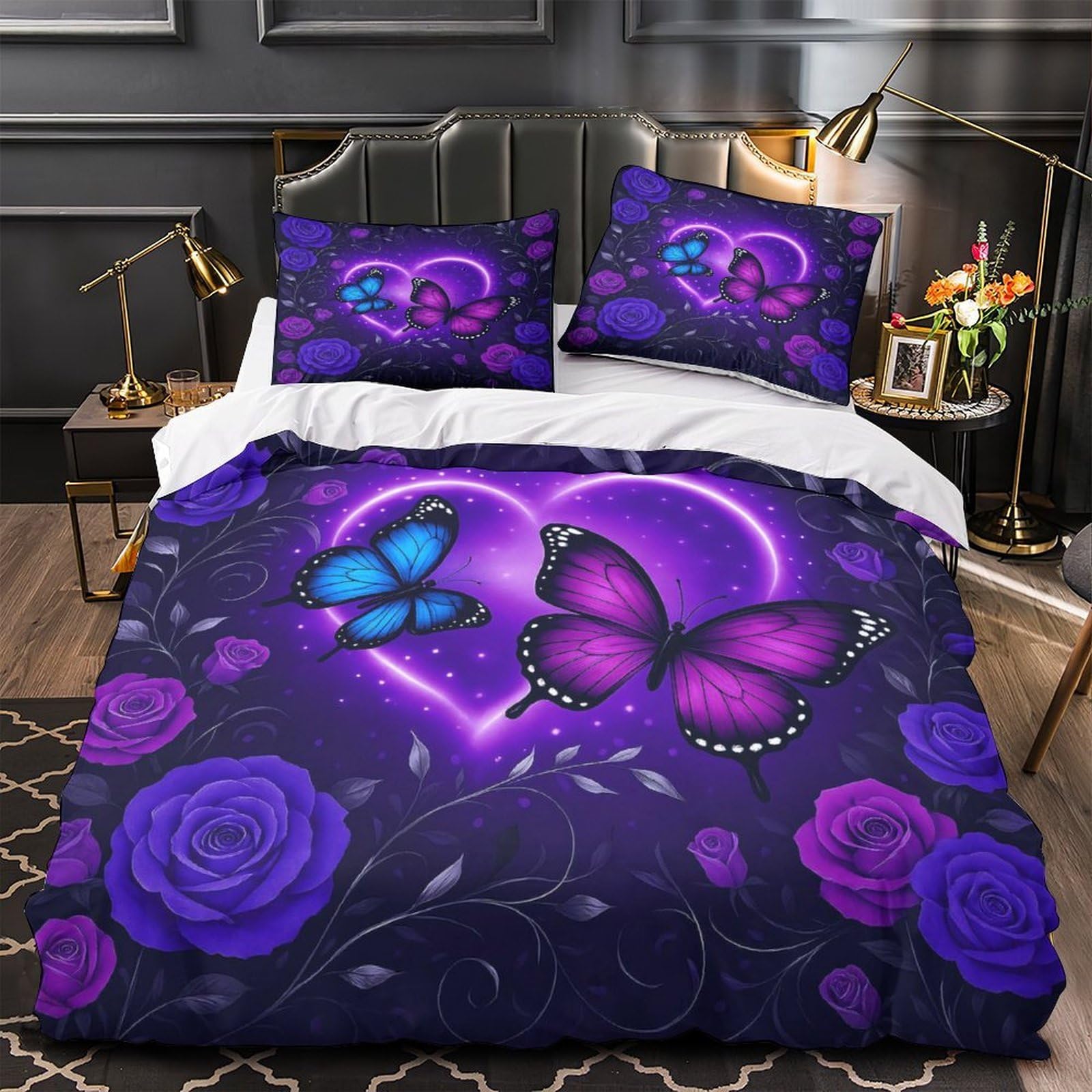 Linge de lit violet roses résistant pour en finir avec les draps rêches et froissés