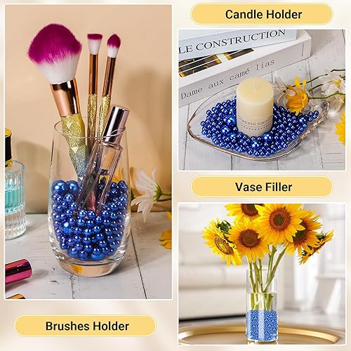 Vista 5 de Suream Cuentas de perlas de 0.31 pulgadas para rellenos de jarrón, 1300 perlas redondas para collares de joyería de bricolaje, dispersión de mesa