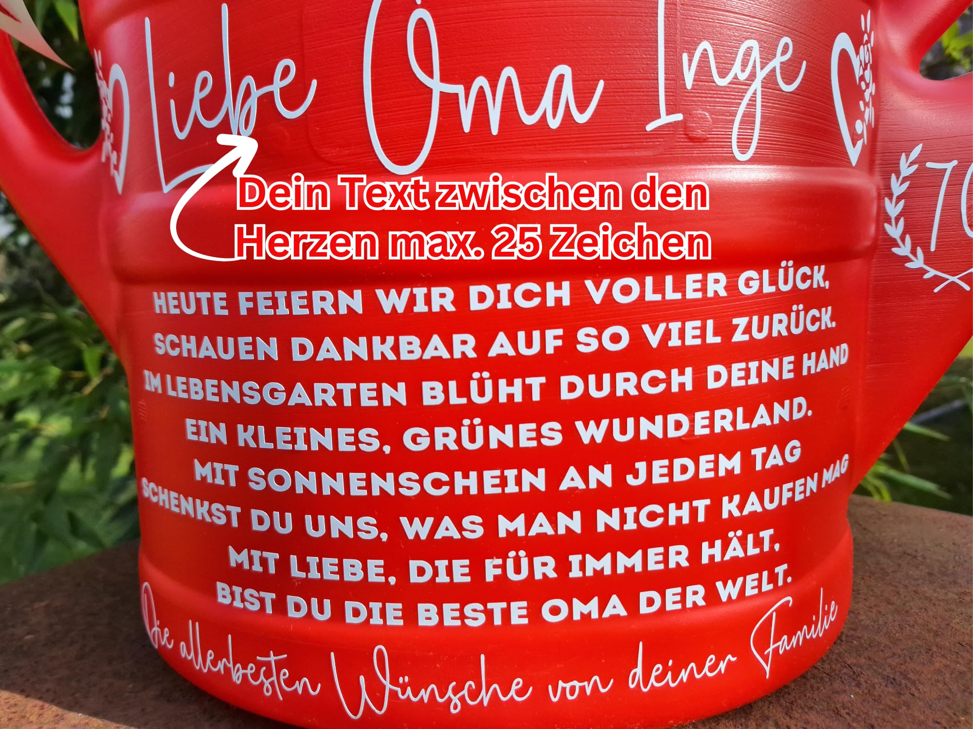 Beste Oma Großmutter Geschenk, personalisiertes Geburtstagsgeschenk mit Spruch zum 60./70./75./80./85. Geburtstag Garten Gießkanne 10 L Großeltern tolles Enkelgeschenk