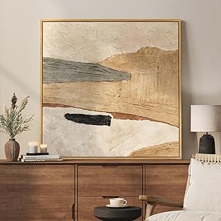 Framed Neutral Abstract Wall Art, Large Modern Canvas Prints Paintings Artwork for Walls, Minimalist Earth Tone Abstract Pictures for Living Room Lounge Dining Bedroom Office Wall Decor 30x30 In