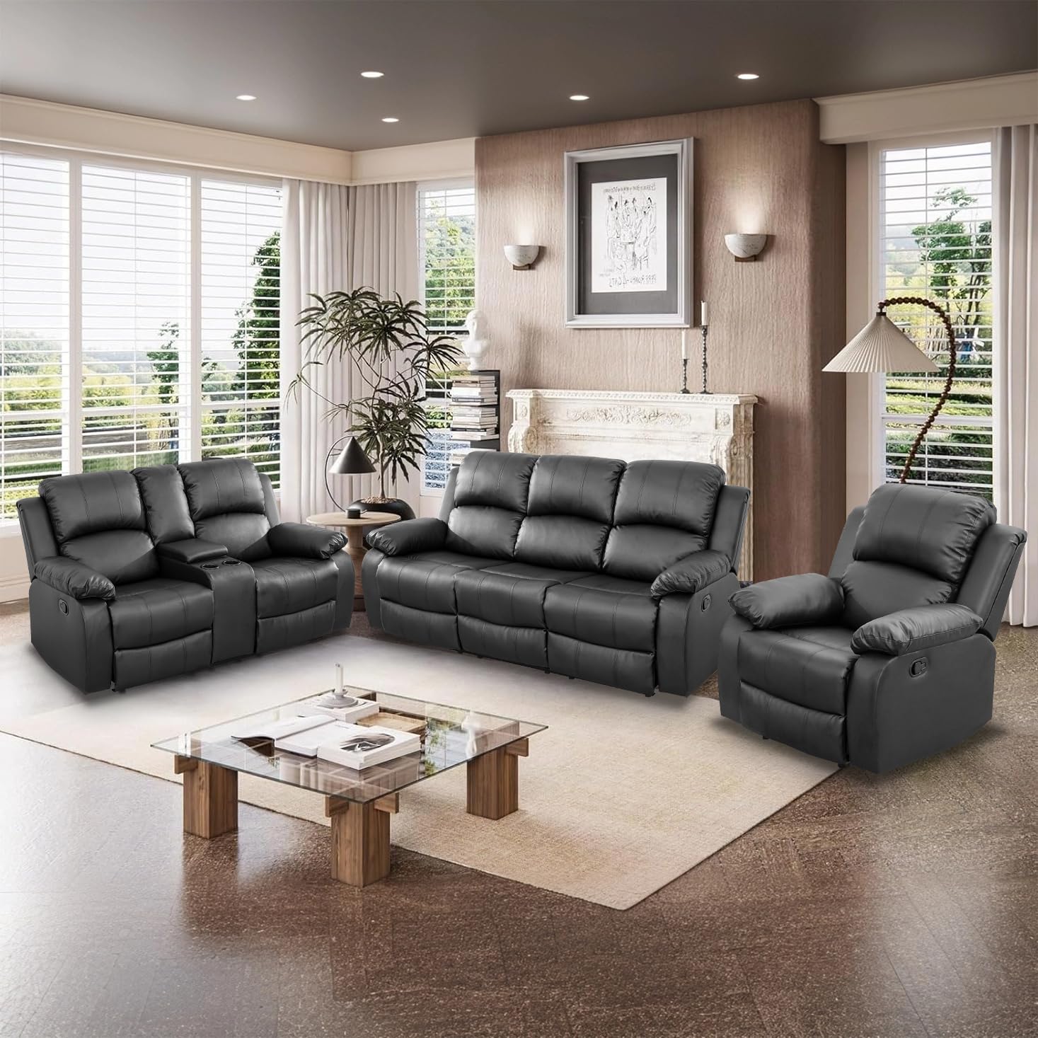 Beige / Sofa + Loveseat + Chair