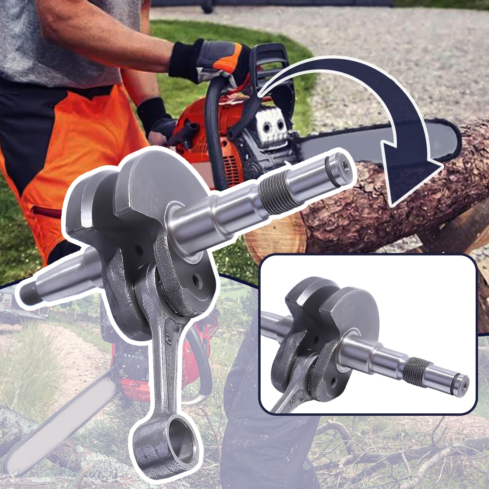 44,7 mm Kit cilindro e pistone e Albero Motore da per Stihl MS260 026 PRO, Include Candela, Paraoli e Set Guarnizioni, Ricambio per 1121 020 1217