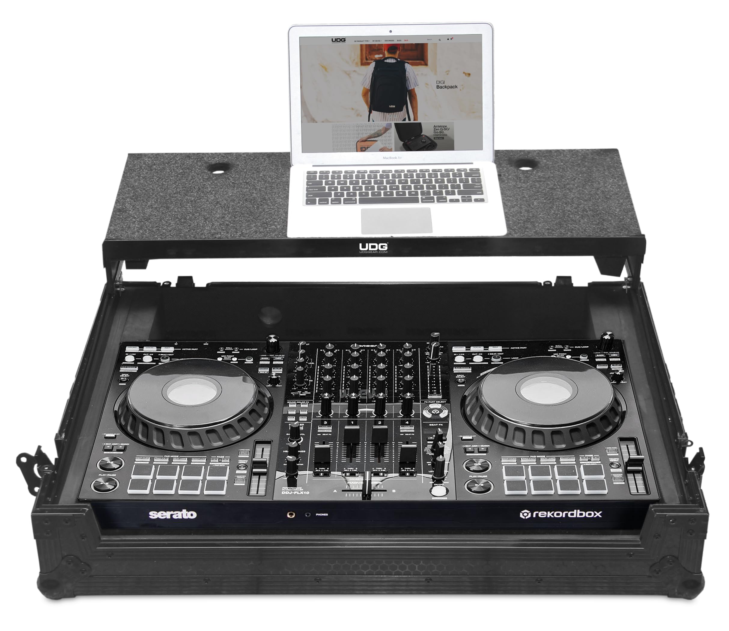 UDG Ultimate Flight Case Pioneer DJ DDJ-FLX10 Plus Laptop, Black (U91088BL)