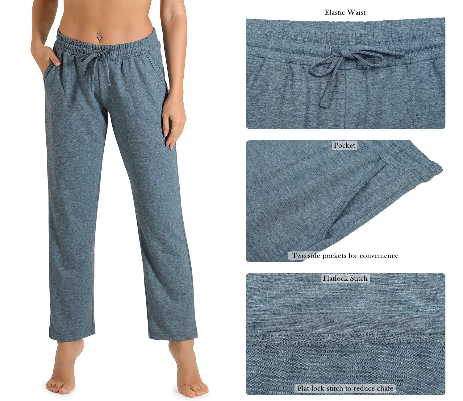 icyzone Damen Jogginghose Sweathose Lang Sporthose Freizeithose geradem Bein Hose mit Tunnelzug