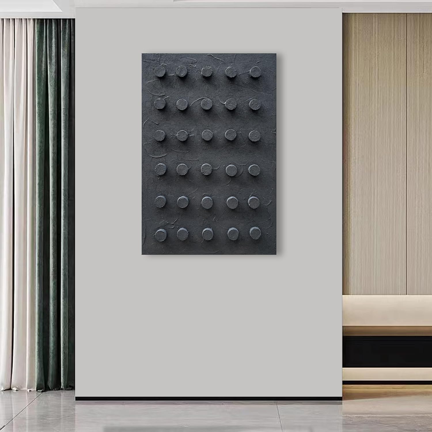 NANKAI Art Hand-painted Black thick texture Abstract art Oil painting 36x24 inch Modern Minimalist art home wall decoration painting