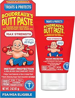 Boudreaux's Butt Paste Maximum Strength Diaper Rash Cream, Ointment for Baby, 2 oz Tube