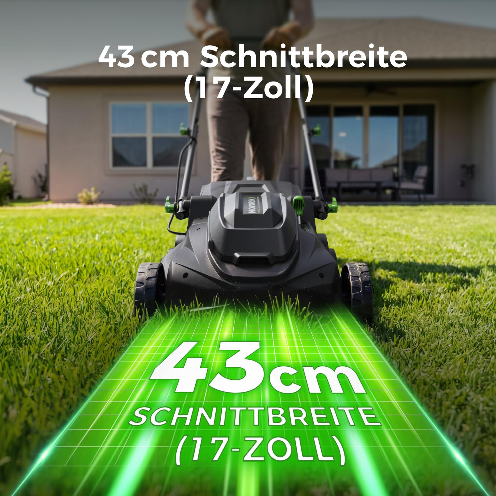 NovorikX 40V bürstenloser Akku-Rasenmäher 43 cm Schnittbreite