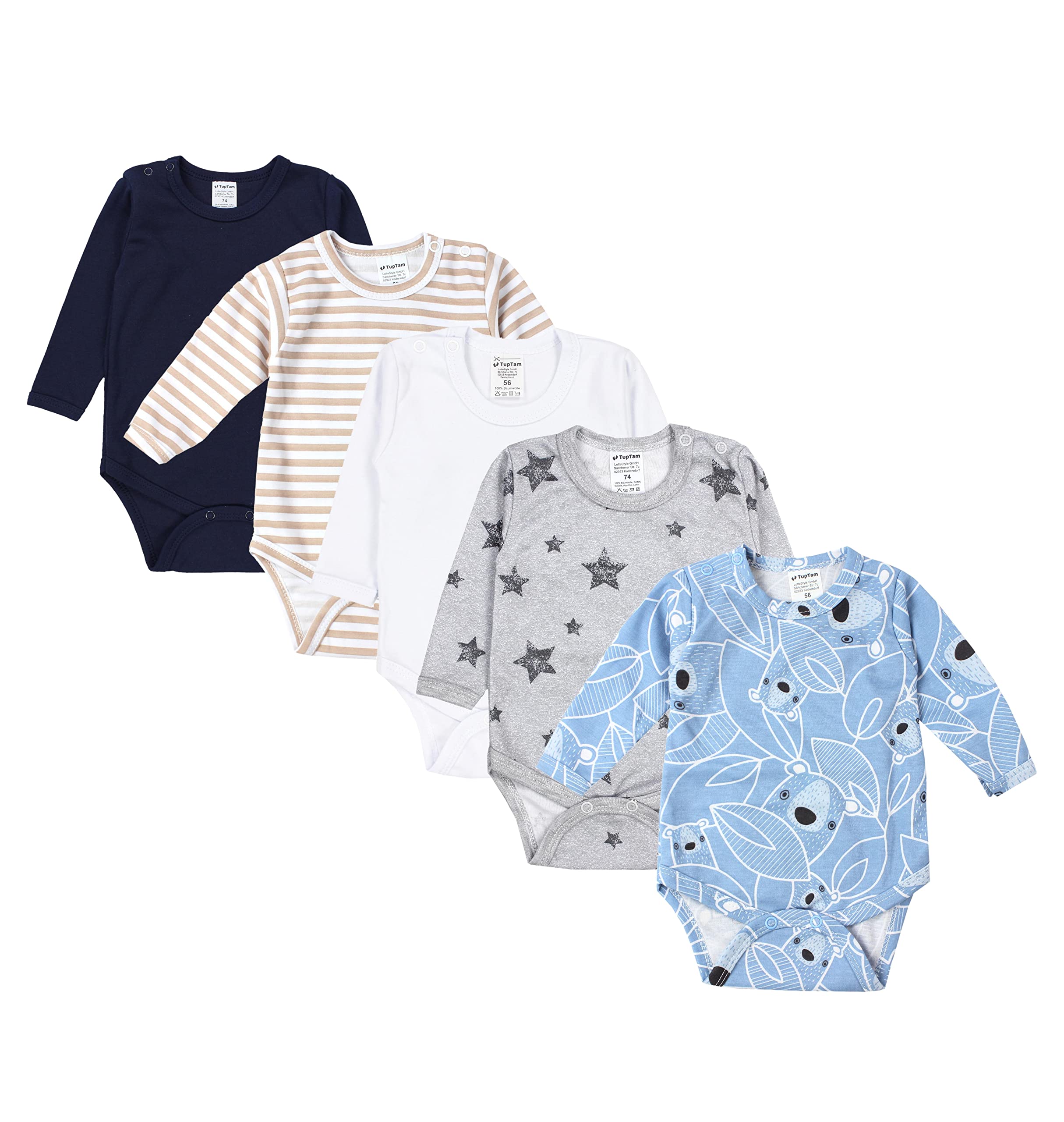TupTam Body Bebé Niño 5 Pack Algodón Suave Manga Larga OEKO-TEX