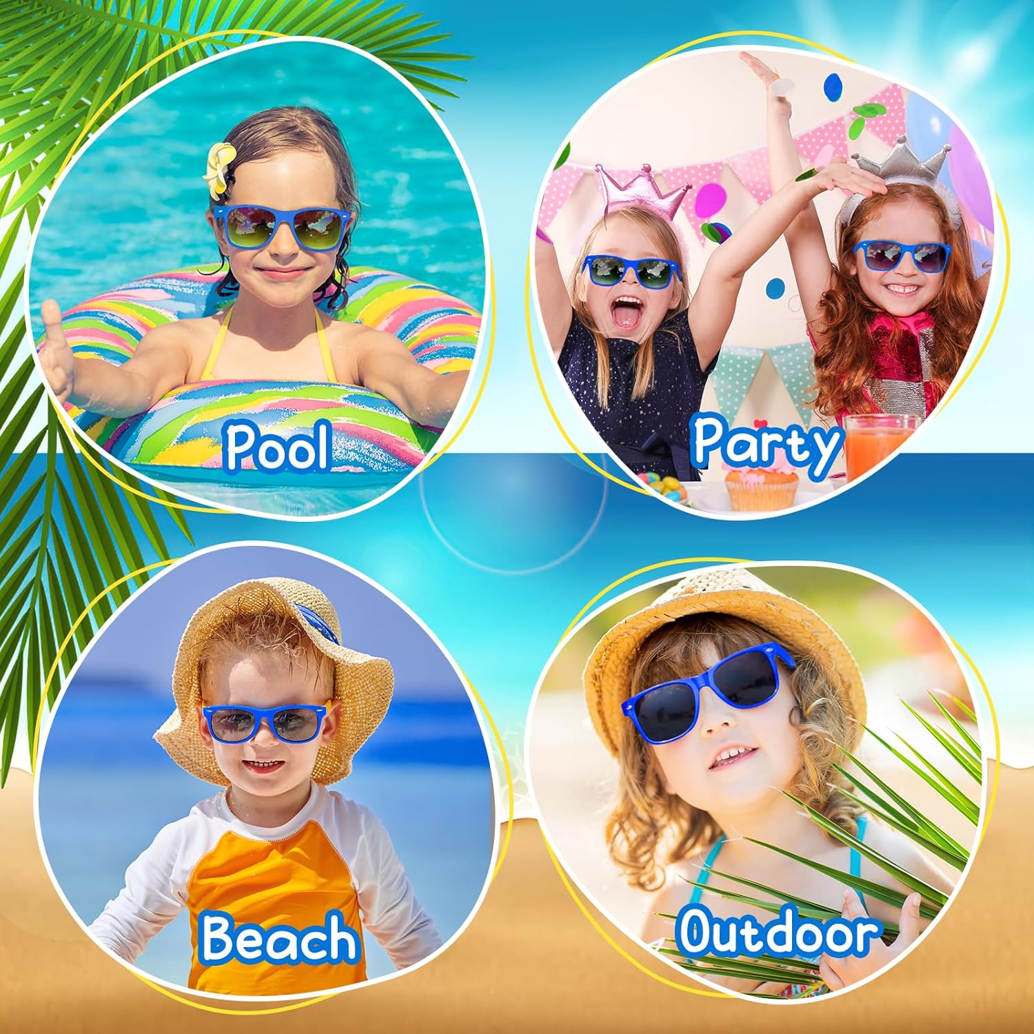 ASTARON 8 Pack Kids Party Novelty Sunglasses Bulk for Kids 3+ Summer Beach Party Birthday Party Favors Supplies Goody Bag Filler - Image 3