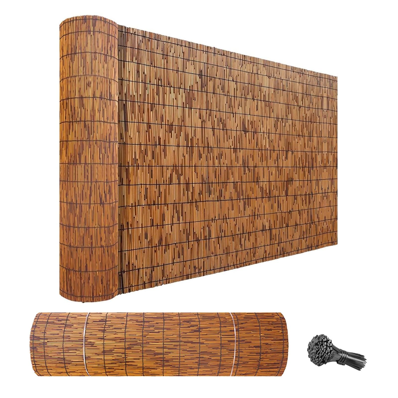 Generico Canne di Bambu per Esterno, Naturale Canne Recinzione, Privacy Bamboo Stuoia, Balcone Recinzione in bambù per Giardino Cortile Piscina Terrazza Recinzioni Decorative(80 * 800cm)