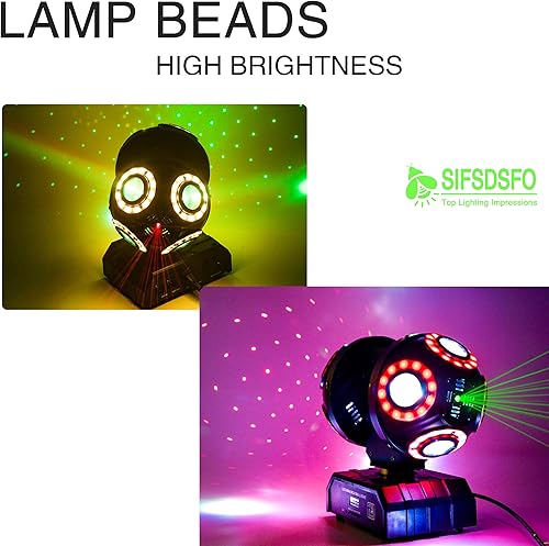 Miniatura 7 de Double Head Moving DJ Lights Rotating RGB Star Light Party Light Beam Stage Strobe Lights 120W LED Infinity Rotation DMX512 with Sound Activated