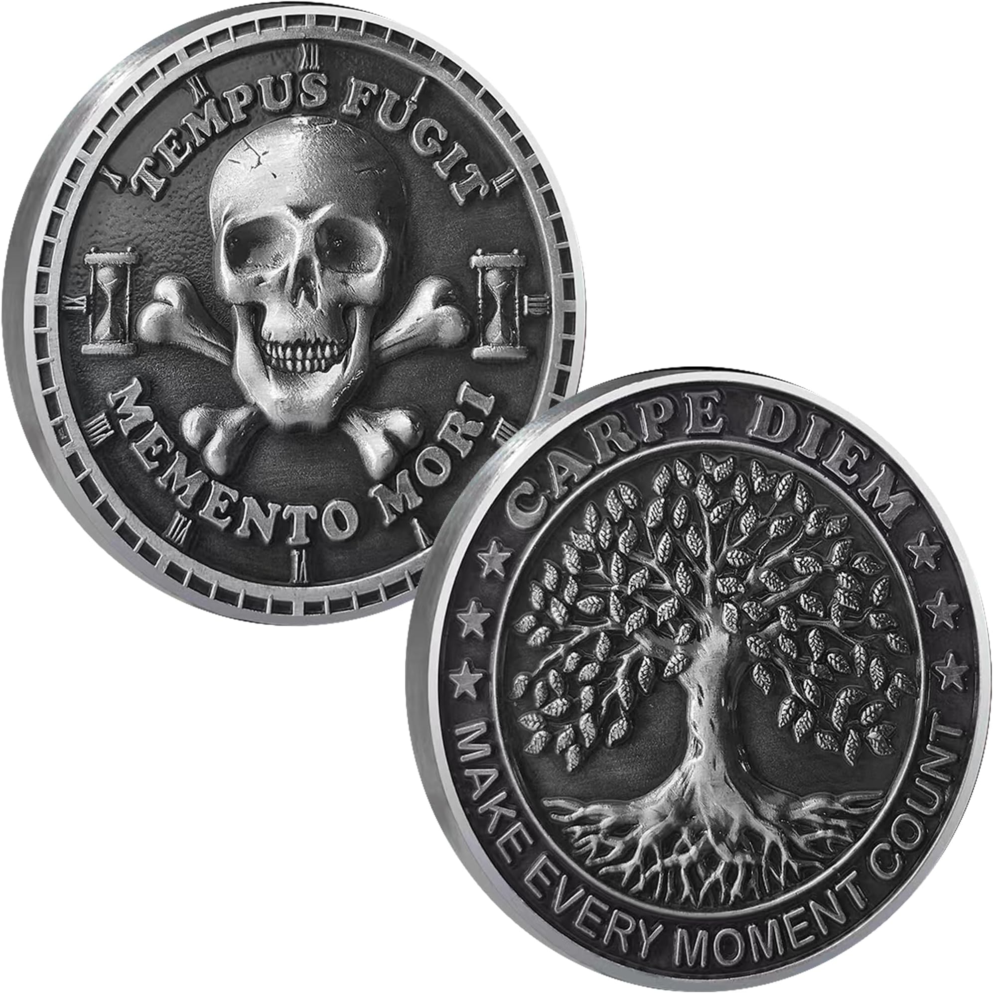 Yakin shop Memento Mori Coin for Daily Stoic Practice EDC Challenge Coin Stoicism Medallion Tree of Life Stoic Reminder