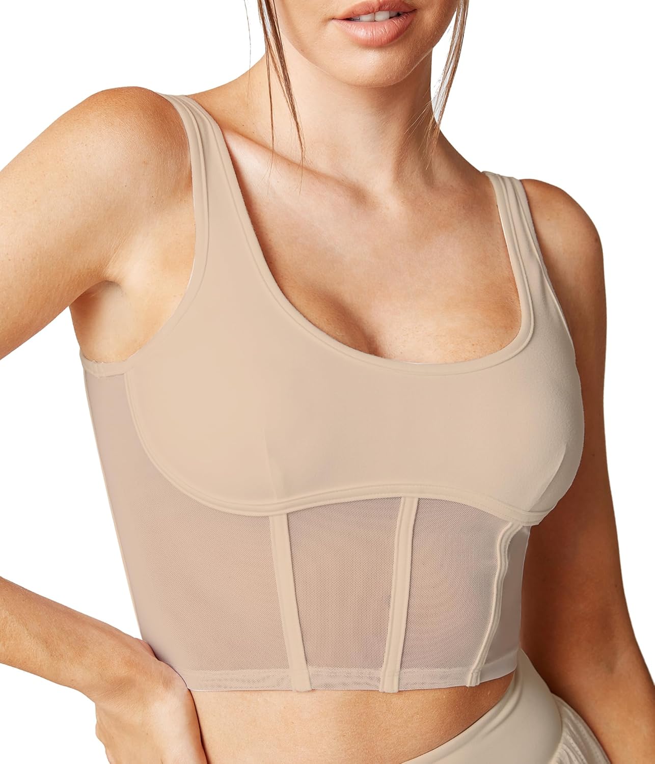 Open Back Padded Built-in Sports Bra Longline Sports Bras Low Back Yoga Fitness Workout Crop Top Tank Bra