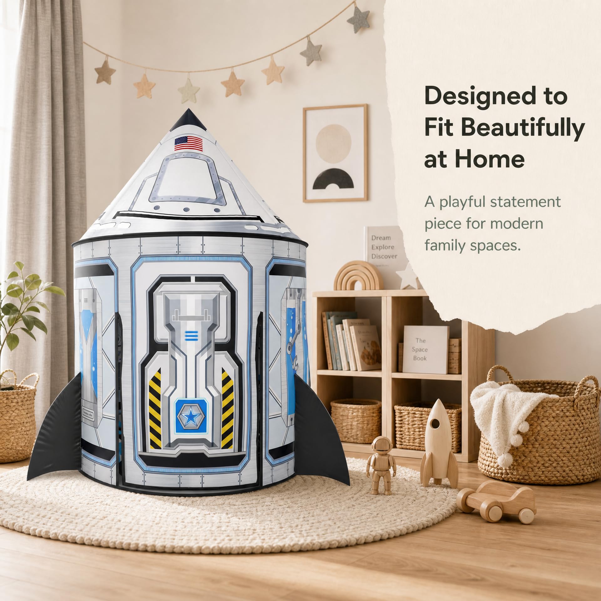 Wilwolfer Tienda de campaña para Jugar a los Cohetes, Fuerte Astronauta desplegable para niños, casa de Juegos Espacial de Interior y Exterior, Regalo de Aventura Espacial para niños de 3 a 8 años.