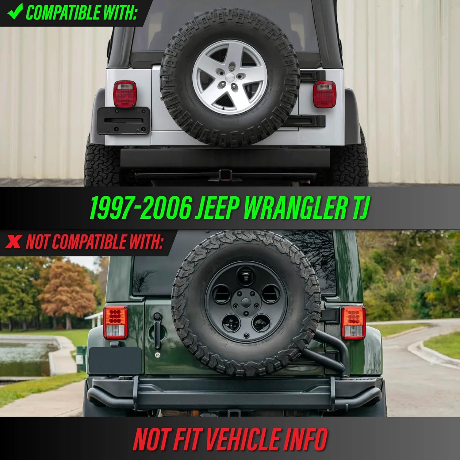 USR 97-06 TJ Rear Tail Light – NEW Tail Lamps with Bolt (2 Piece) Set - Compatible with 1997-2006 Jeep Wrangler Sport Utility Vehicle All Models/Trims (SMOKE LENS TAIL LIGHTS WITH OE BOLT/SCREW)