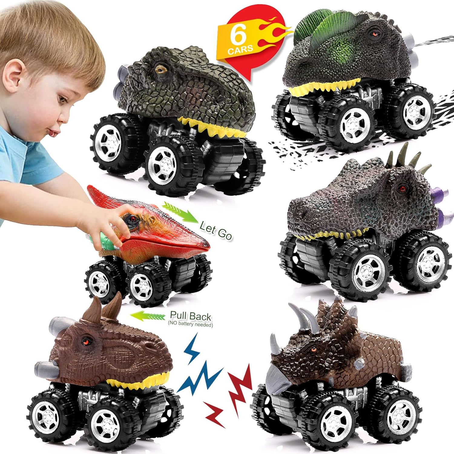 Dinosaur Toys for 3 Year Old Boys, Pull Back Dinosaur Toys for 5 Year
