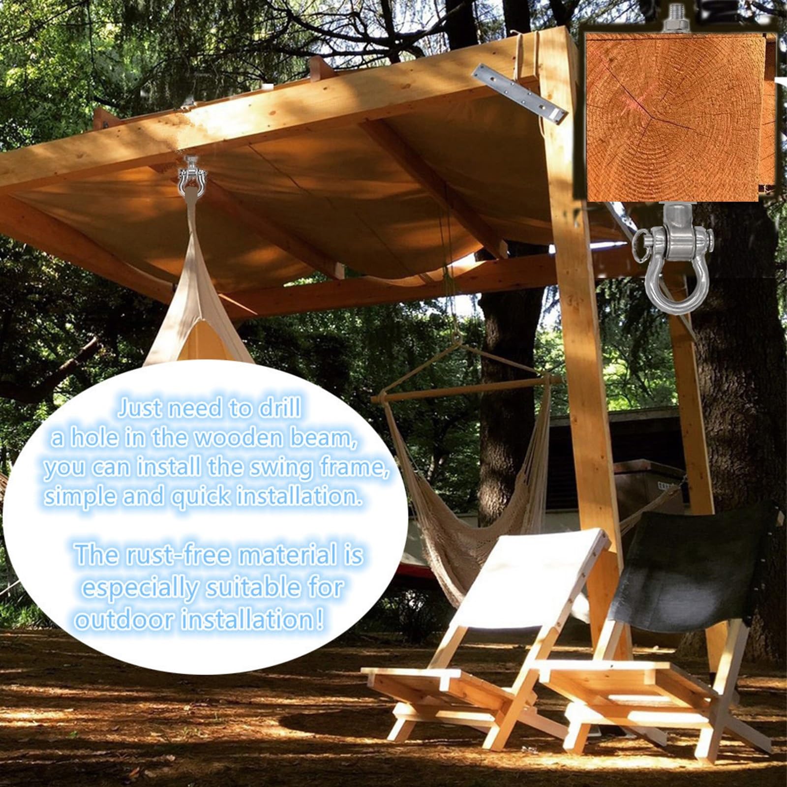 WWFFEN 2 Bearing Silent Heavy Duty Swing Hanger Permanent Anti-Rust 180° Swing, 1500 lb Capacity sandbag Yoga Swing Hammock Chair,11''