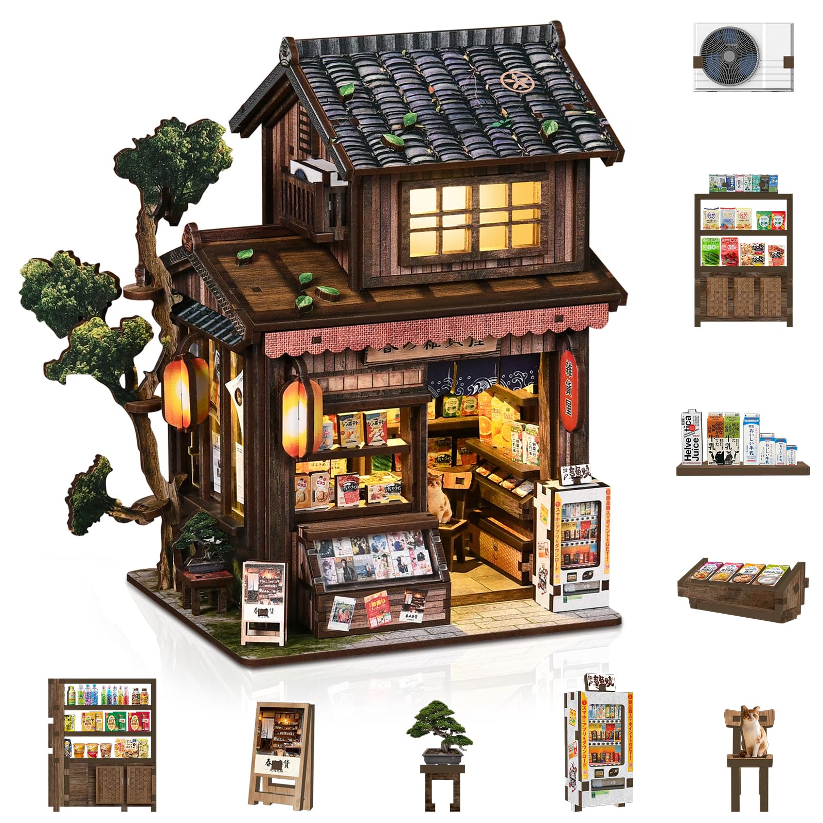 Foyucool DIY Miniature House Kit for Adults, Tiny House with LED Lights