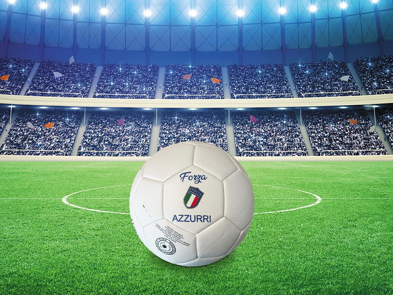 Pallone da Calcio Modello Italia. Bianco. Palla Realizzata in HF PVC. Adulti Ragazzi e Bambini (Misura 5 - Grande)