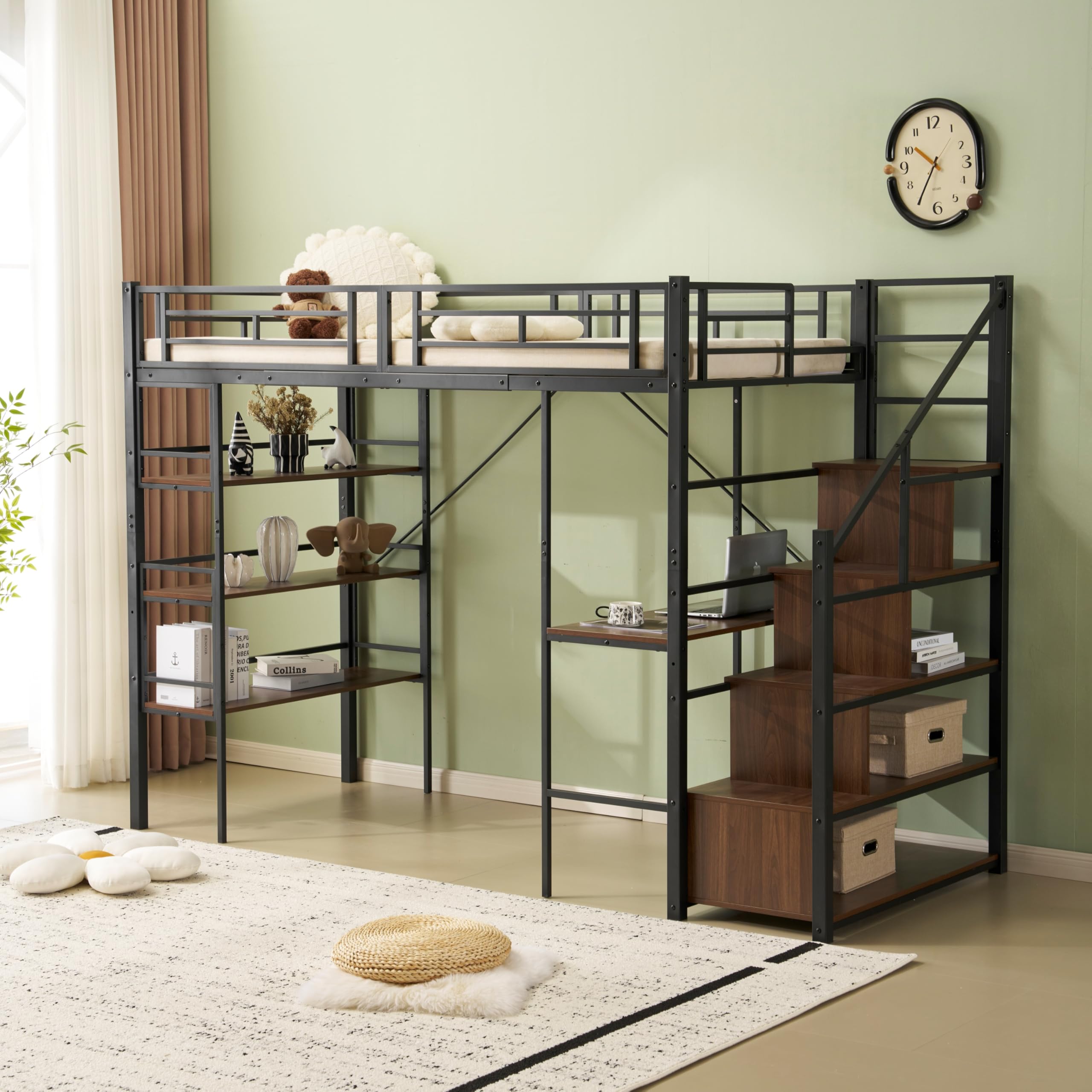 Amazon.co.jp: ロフトベッド シングル パイプベッド デスク付き 階段 Amazon.co.jp: ロフトベッド シングル パイプベッド デスク付き 階段