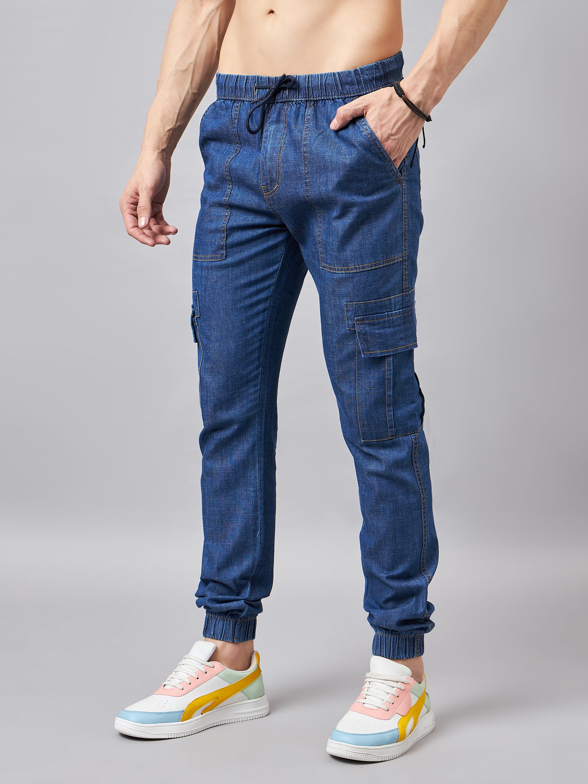 STUDIO NEXX Men's Loose Fit Cargo Jogger Jeans