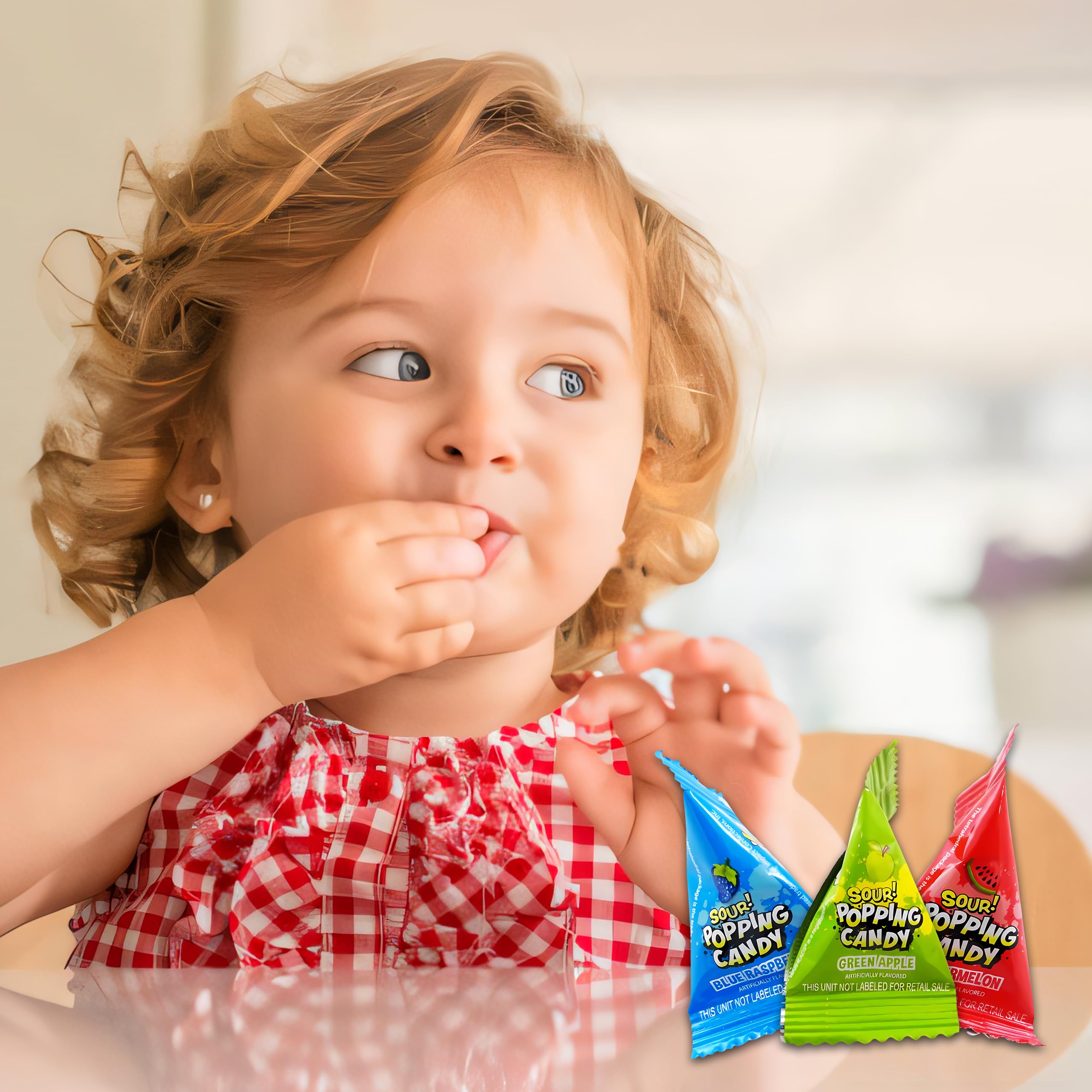 Popping Candy Bulk Assortment, 120 Count Individually Wrapped Fun Size Packs of Sour Candy, 3 Assorted Fruit Flavors, Popping Rocks Variety Pack, Party Bag Favors for Kids