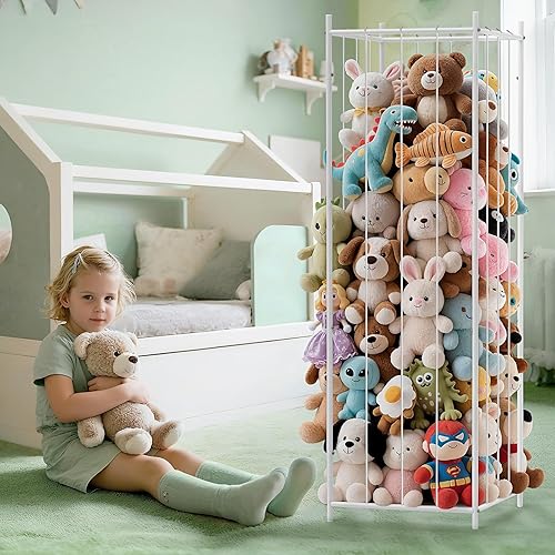 Miniatura 2 de Almacenamiento de animales de peluche de metal, organizador de juguetes de peluche duradero estilo zoológico, soporte extra grande para animales de