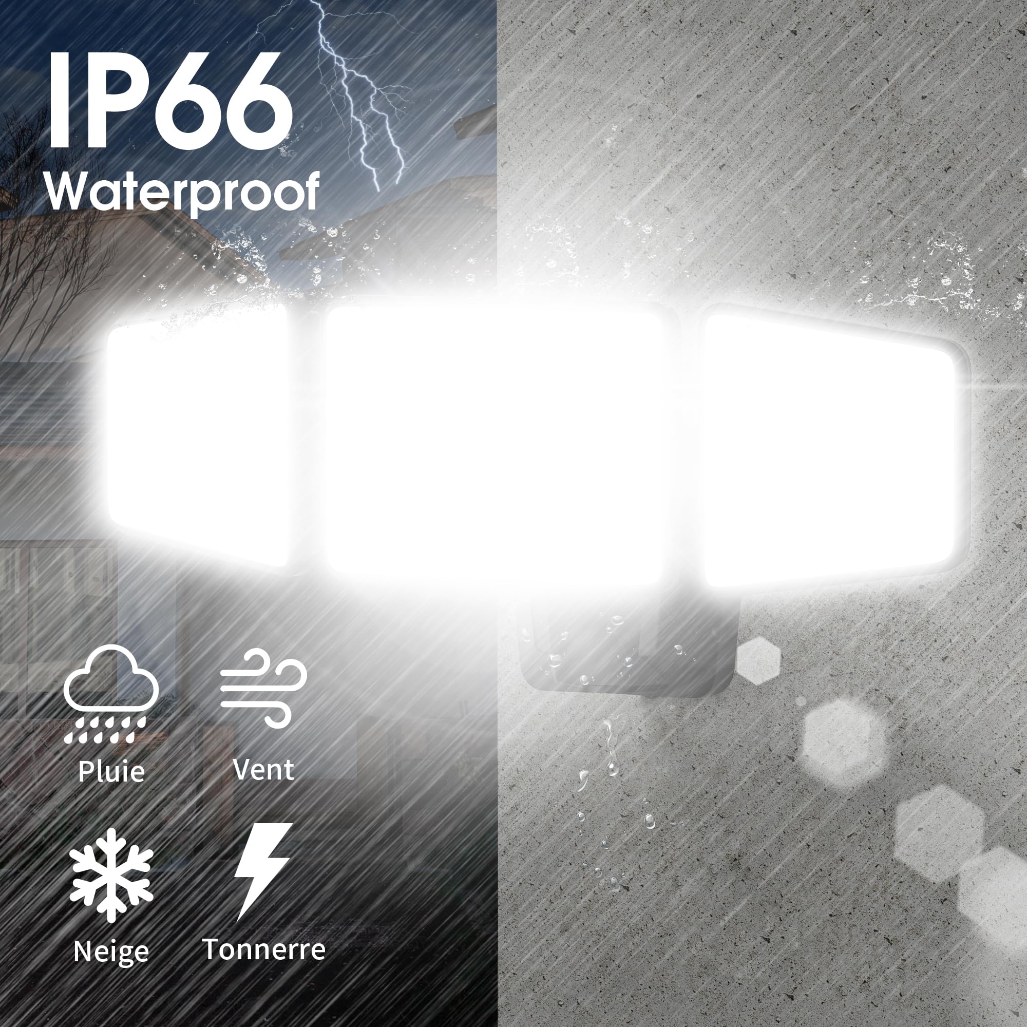 Projecteur LED d'extérieur 120 W 12000 lm Lumière de sécurité LED haute luminosité 4500 K Lumière blanche chaude avec IP66 étanche IP66 pour cour, jardin, aire de jeux