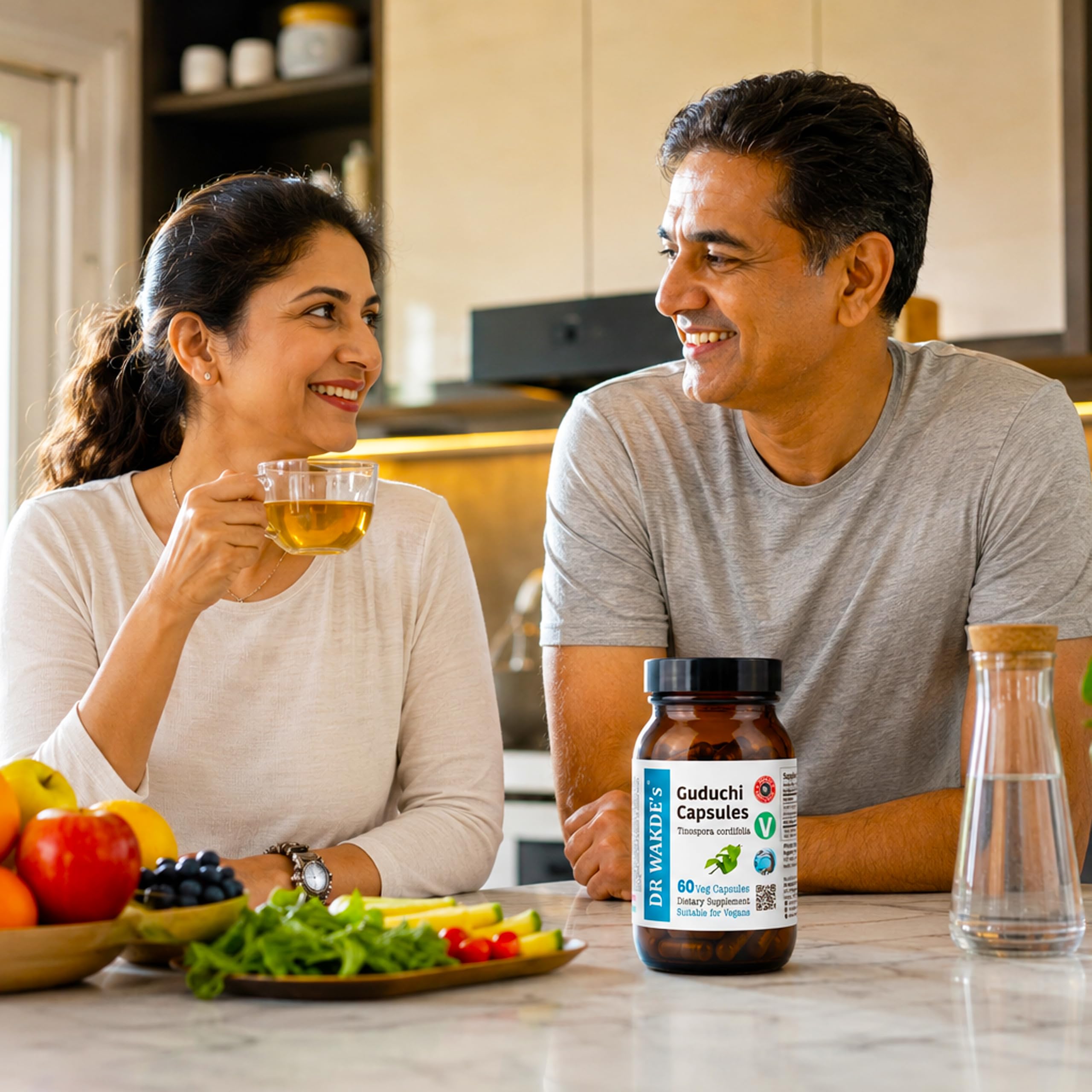DR WAKDE'S Guduchi Kapseln – Giloy (Tinospora cordifolia) 500 mg | 60 Vegane Kapseln | Immunsystem & Wohlbefinden | 100% Reines Ayurvedisches Kräuterpulver | Ohne Zusatzstoffe | Vegan & Vegetarisch