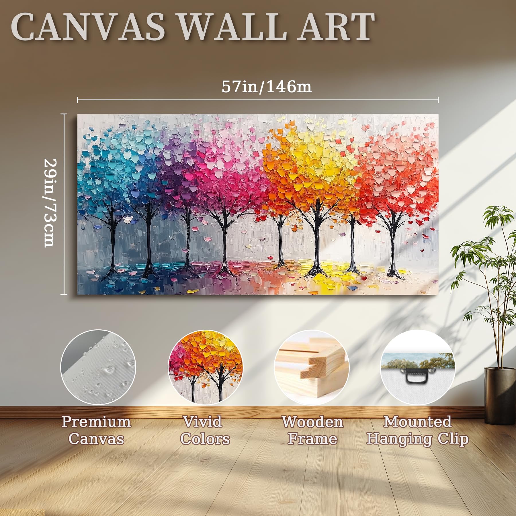 MHARTK66 Asthetische Bilder Wohnzimmer Wald Landschaft Gemälde 75x150 cm | detailreicher hd-druck, unkompliziertes aufhängen, rasche montage, variabel einsetzbar und ideal als schöne geschenkidee