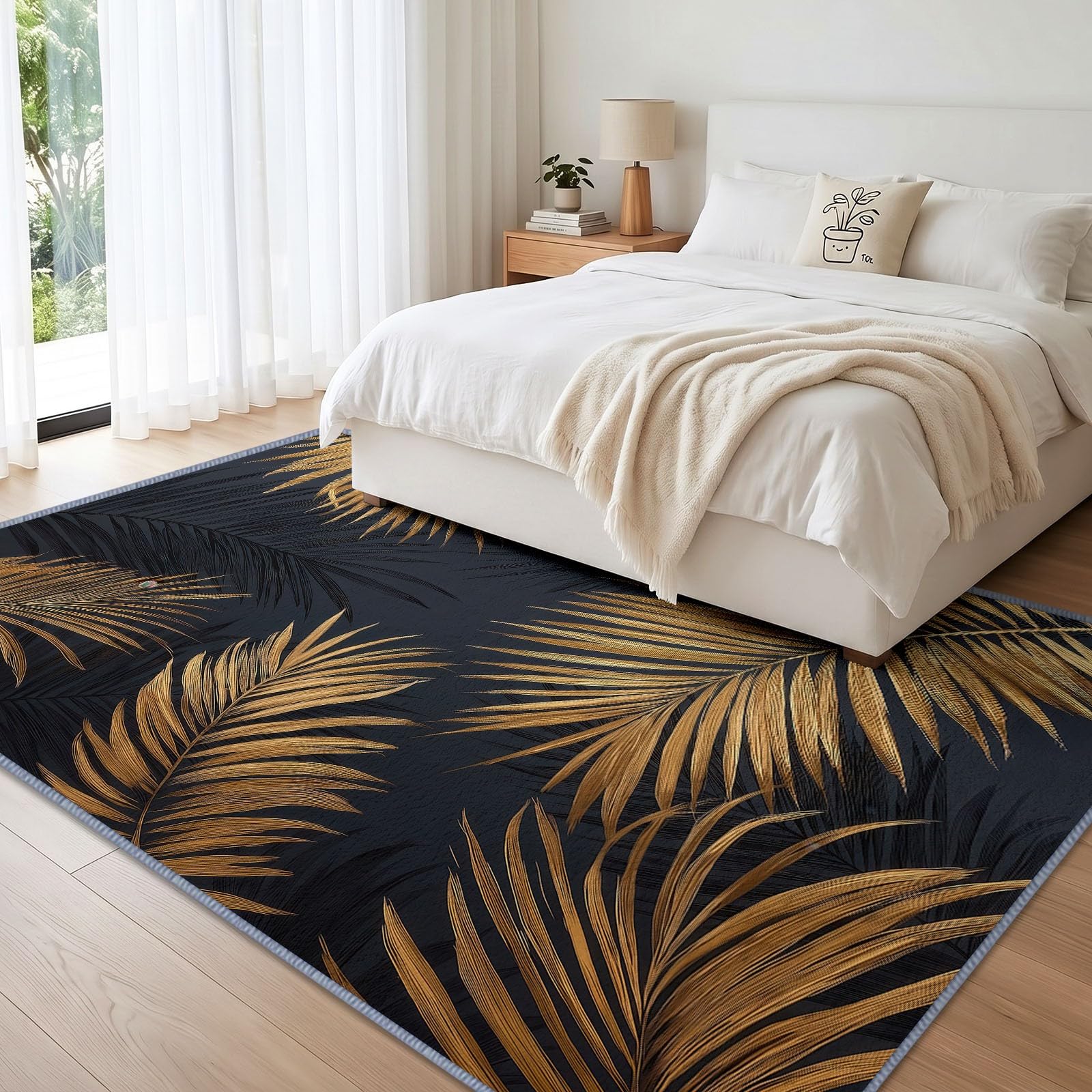 Generisch Tappeto per soggiorno, 120 x 177 cm, moderno, tropicale, decorativo, lavabile, morbido, a pelo corto, antiscivolo, per soggiorno, camera da letto, sala da pranzo, ufficio