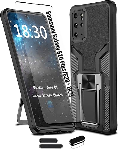Compatible Samsung Galaxy S20 Plus/S20+ resistente grado militar a prueba de golpes, doble protección (TPU+PC), funda magnética sólida y duradera