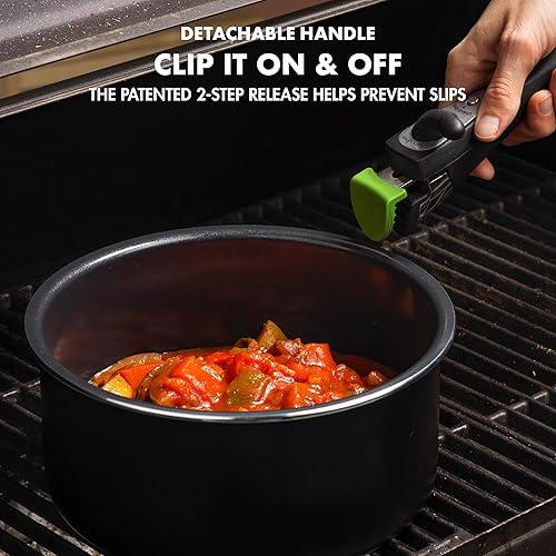 Miniatura 7 de GreenPan Clip Series - Juego de cacerolas de 1.7 cuartos y 3.3 cuartos de galón con mango desmontable, aluminio, revestimiento antiadherente de