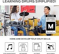Vista 5 de Kit Alesis Turbo Mesh – Set de batería eléctrica con más de 100 sonidos, almohadillas de tambor de malla silenciosas, baquetas, cables de conexión