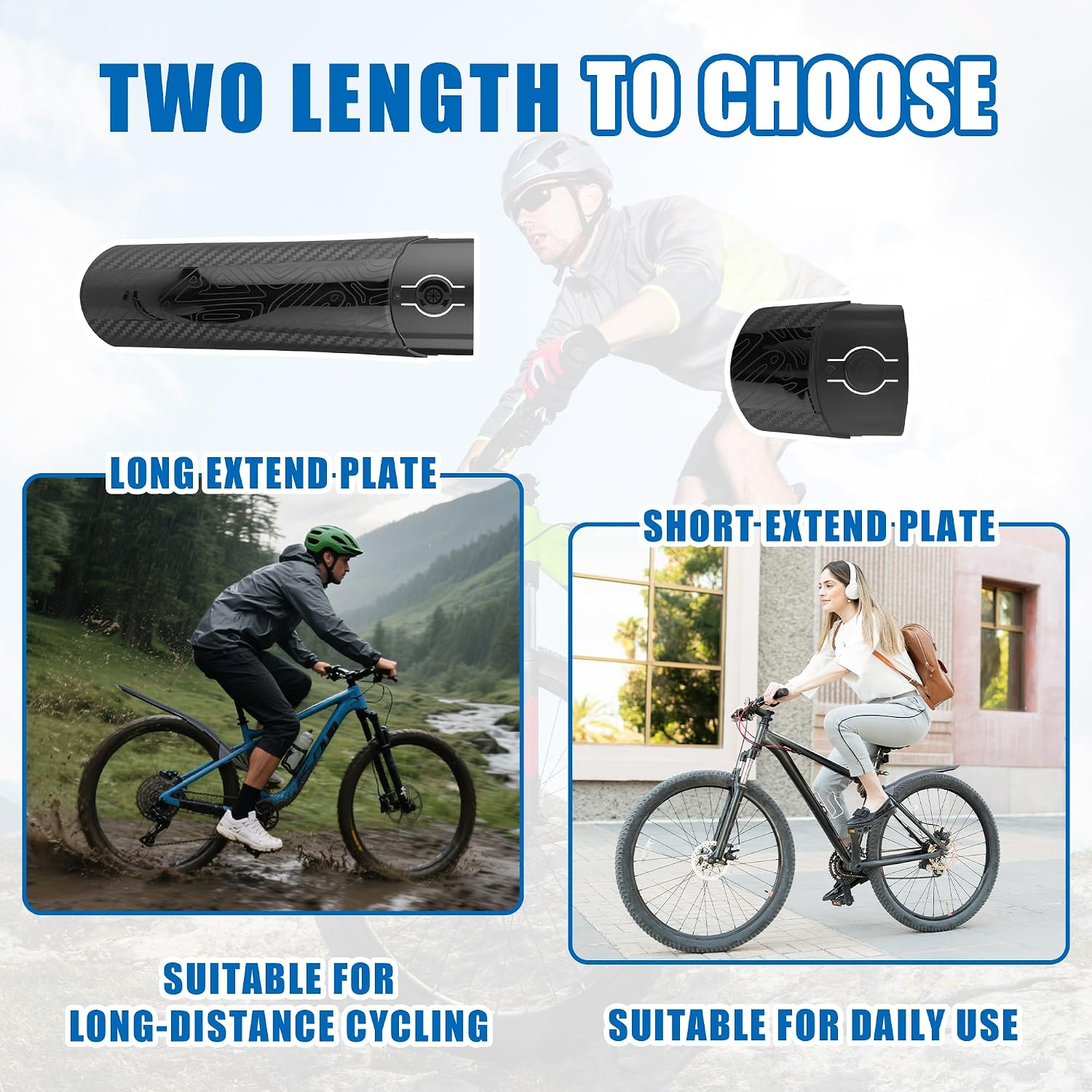 MEGHNA Bike Fender Lightweight for Both Front and Rear Wheel Two - Section Style Single Mudguard for Disc Brake Bike Fenders for 26-29 inch Mountain Bike Cruiser Bike Folding Bike, 1 Pack