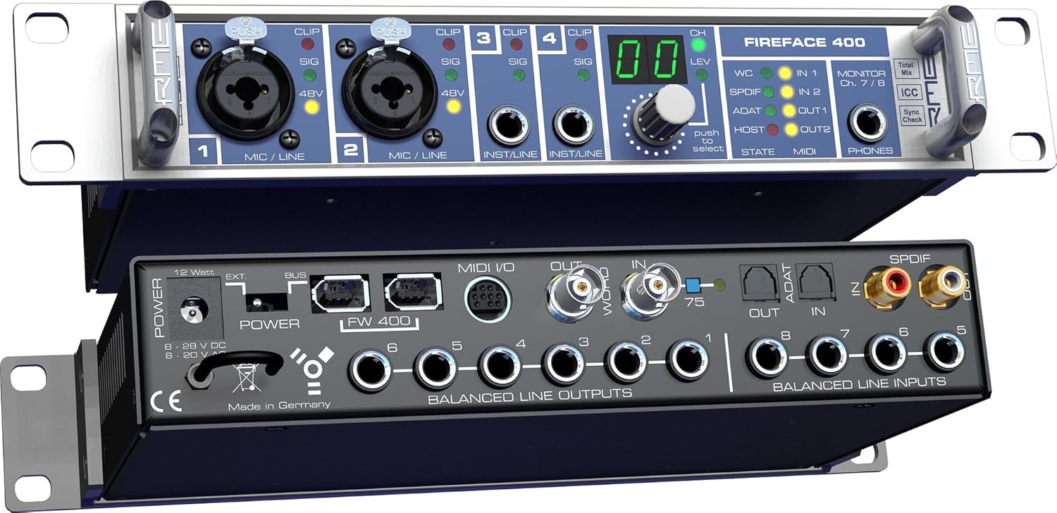 RME Fireface 400 Hi-Performance FW Audio Interface, 24 Bit/192 kHz, 36-channel