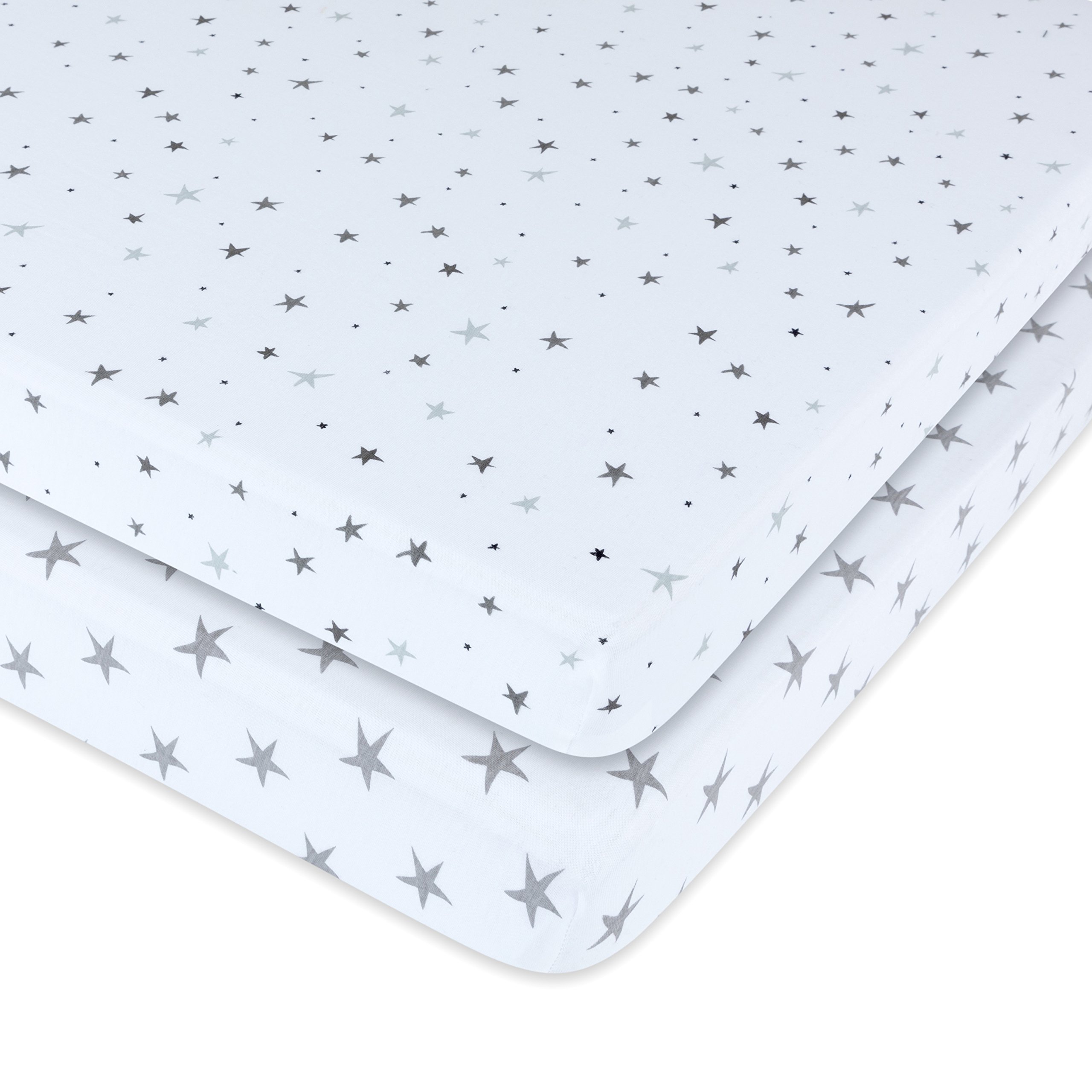 Ely's & Co. Organic Pack n Play Sheet - Portable Mini Crib Sheet 2 Pack 100% GOTS Certified Organic Jersey Cotton Knit Grey for Baby Girl or Baby Boy by ECOPNP